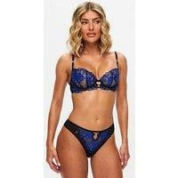 Ann Summers Endless Attraction Brazilian Knickers – Sheer Mesh & Floral Ciré Embroidered Women/'s Underwear with Keyhole Detail & Minimal Coverage – Irresistible Womens Lingerie (Black/Blue)