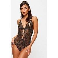 Ann Summers Diamond Heart Crotchless Body In Black