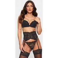 Ann Summers Sexy Lace Padded Plunge Bra, Fuller Bust DD+, A-G Cup, Curve-Enhancing Womens Underwear with Padded Cups & Underwire, Removable Mini Pads for Smaller Sizes, Adjustable Straps Black