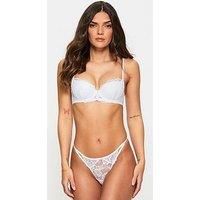 Ann Summers Sexy Lace Padded Balcony Bra, Fuller Bust DD+, A-G Cup, Curve-Enhancing Womens Underwear with Push-Up Cups, Underwire Support & Removable Pads White - Womens Lingerie