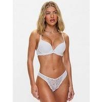 Ann Summers Sexy Lace Smoothing Plunge Bra, A-DD Cup, Women Underwire with Padded Cups, Smoothing Finish, T-Shirt Bra White - Womens Lingerie