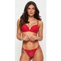 Ann Summers Sexy Lace String Thongs for Women with lace Trim and Charm Detail - Lace G String - Barely There String Underwear - Thong Lingerie Red