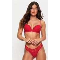 Ann Summers Sexy Lace Thongs for Women with Charm Detail - Lace G String - Low Rise Thong - Everyday Underwear for Women Red