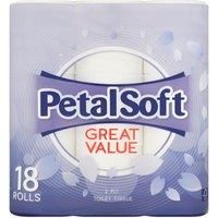 PetalSoft Great Value Toilet Tissue 2 Ply 18 Rolls