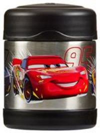 Thermos - Disney Cars Food Flask (290ml) - BPA Free, Stainless Steel, Spill Proof, Lightning McQueen Thermal Kids Flask with Personalised Name Labels for Lunch Box, 5 Hours Hot & 7 Hours Cold