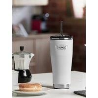 Thermos - Stainless Steel Ice White Icon Straw Cup (710ml) BPA Free Metal Water Bottle with Straw, Reusable Gym Bottle, 22hrs Cold Drinks Flask, Dishwasher Safe