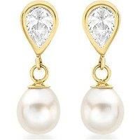 The Love Collection 9Ct Tear W/Cz Pearl Drop Earring