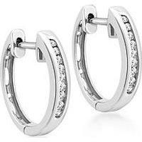 Carissima Gold 9ct White Gold 0.10ct Diamond 14mm Huggy Earrings
