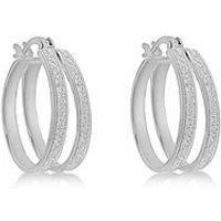 Tuscany Silver Women/'s Sterling Silver Rhodium Plated 18 mm Stardust Double Creole Earrings