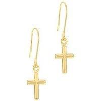 Carissima Gold Women/'s 9ct Yellow Gold 8mm x 28mm Cross Drop Earrings