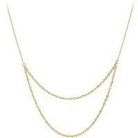CARISSIMA Gold Women/'s 9ct Yellow Gold Double Rope and Trace Adjustable Chain 41cm/16-43cm/17