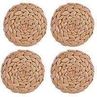 Water Hyacinth 4-Piece Set of Round Woven Placemats by Creative Tops, 30 cm (11¾")