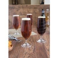 Mikasa 'Cheers' Beer Glasses / Craft Beer Glass Set with Decorative Etching, Crystal Glass, Silver Effect, 460 ml, Set of 4