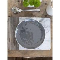 Creative Tops C000318 ‘Marble’ Printed Cork-Backed Placemats, Rectangular, White / Grey, 30 x 23 cm, Set of 6, Medium Placemats