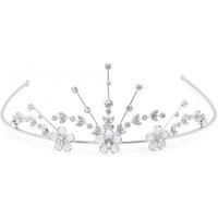 Silver Crystal Flower Statement Tiara