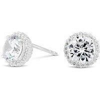 Simply Silver Women's Sterling Silver Cubic Zirconia Pave Surround Stud Earring