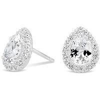 Simply Silver Women's Sterling Silver Cubic Zirconia Peardrop Cluster Stud Earring