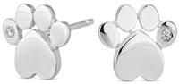 Simply Silver Women's Sterling Silver Paw Print Stud Earring