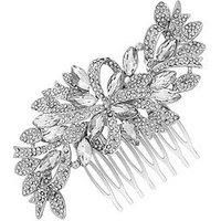 Jon Richard Louisa Silver Navette Crystal Ribbon Swirl Comb - Gift Pouch