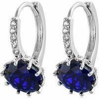 Simply Silver Sterling Silver Sapphire And Cz Halo Earrings Pendant Set