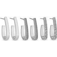 Silver Plated Crystal Huggie Hoop Earrings Pack Of 3 Silver