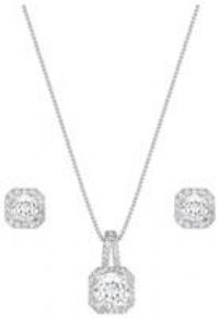 Jon Richard Jon Richard Silver Plated Crystal Square Halo Pendant And Earrings Set
