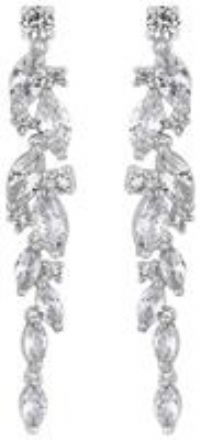 Alan Hannah Devoted Women/'s Silver Plated Clear Navette Drop Earring