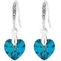 Jon Richard Silver Plated Blue Heart Drop Earrings