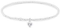 Simply Silver Women's Sterling Silver 925 Silver Cubic Zirconia Heart Stretch Bracelet