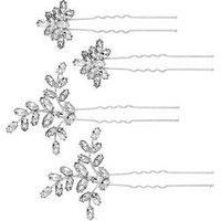 Mood Silver Plated Crystal 4 Pack Hair Pins