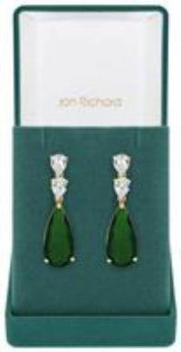 Jon Richard Cubic Zirconia Emerald Green Pear Drop Earring