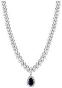 Jon Richard Jon Richard Cubic Zirconia Baguette Navette Sapphire Pear Drop Necklace