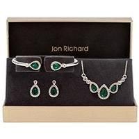 Jon Richard Jon Richard Emerald Pear Trio Jewellery Set