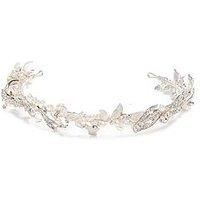 Jon Richard Delilah Silver Pave Feather and Pearl Tiara Silver