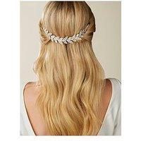 Jon Richard Eva Diamante Leaf Double Comb Silver