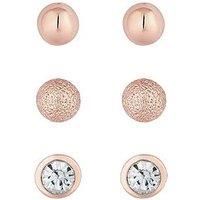 Rose Gold Plated Stud Earrings - Pack Of 3 Pink