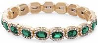 Jon Richard Gold Plated Emerald Green Crystal Rectangle Stretch Bracelet Green