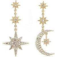 Gold Crystal Celestial Drop Earrings