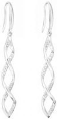 Sterling Silver 925 Cubic Zirconia Wrapped In Love Drop Earrings Silver