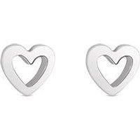 Sterling Silver 925 Open Heart Stud Earrings