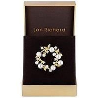 Jon Richard Gold Plated Pearl And Cubic Zirconia Crystal Wreath Brooch - Gift Boxed