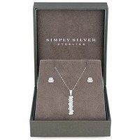 Sterling Silver 925 Cubic Zirconia Icicle Stick Set - Gift Boxed