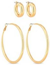 Lipsy Gold Colour Hoop Earrings Set of 2