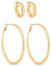 Lipsy Gold Colour Hoop Earrings Set of 2