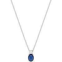 Sterling Silver 925 Mini Sapphire Cubic Zirconia Pendant Necklace