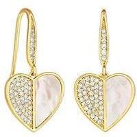Gold Plated Cubic Zirconia And Mother of Pearl Drop Earrings