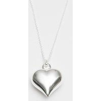 Recycled Sterling Silver 925 Polished Puff Heart Necklace