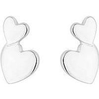 Sterling Silver 925 Mini Double Heart Stud Earrings