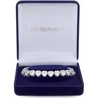 Rhodium Plated Cubic Zirconia Heart Bracelet - Gift Boxed