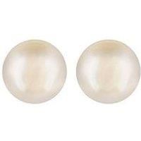 Silver Plated 14mm Cream Pearl Bouton Stud Earrings